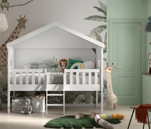 Lit Cabane Blanc HOUSEBEDS en Pin Massif pour Enfants avec Échelle et Rangement Top 5 des meilleurs lits Montessori de l’année